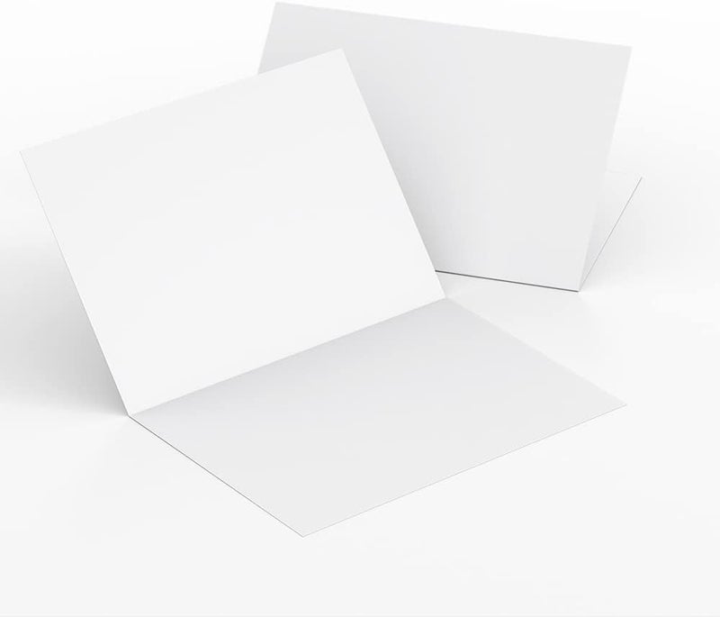 Reskid 100-Pack Heavyweight White Blank Cards - 7x10 Scored To 5x7 - 110lb Printable Note Cards (5x7 Inches) - Image 1